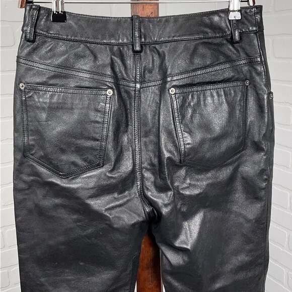 Maxima Wilsons Leather Jeans Women 10 28Wx26L Black Bootcut Unhem Raw‎ Straight - Picture 3 of 14